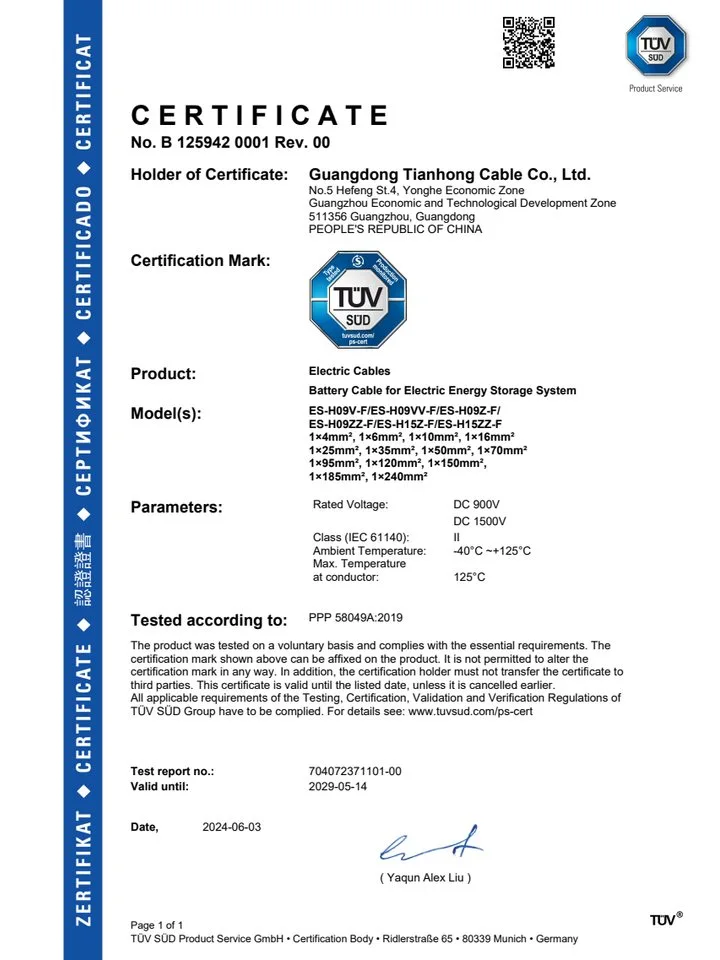TÜV SÜD Product Service certificate