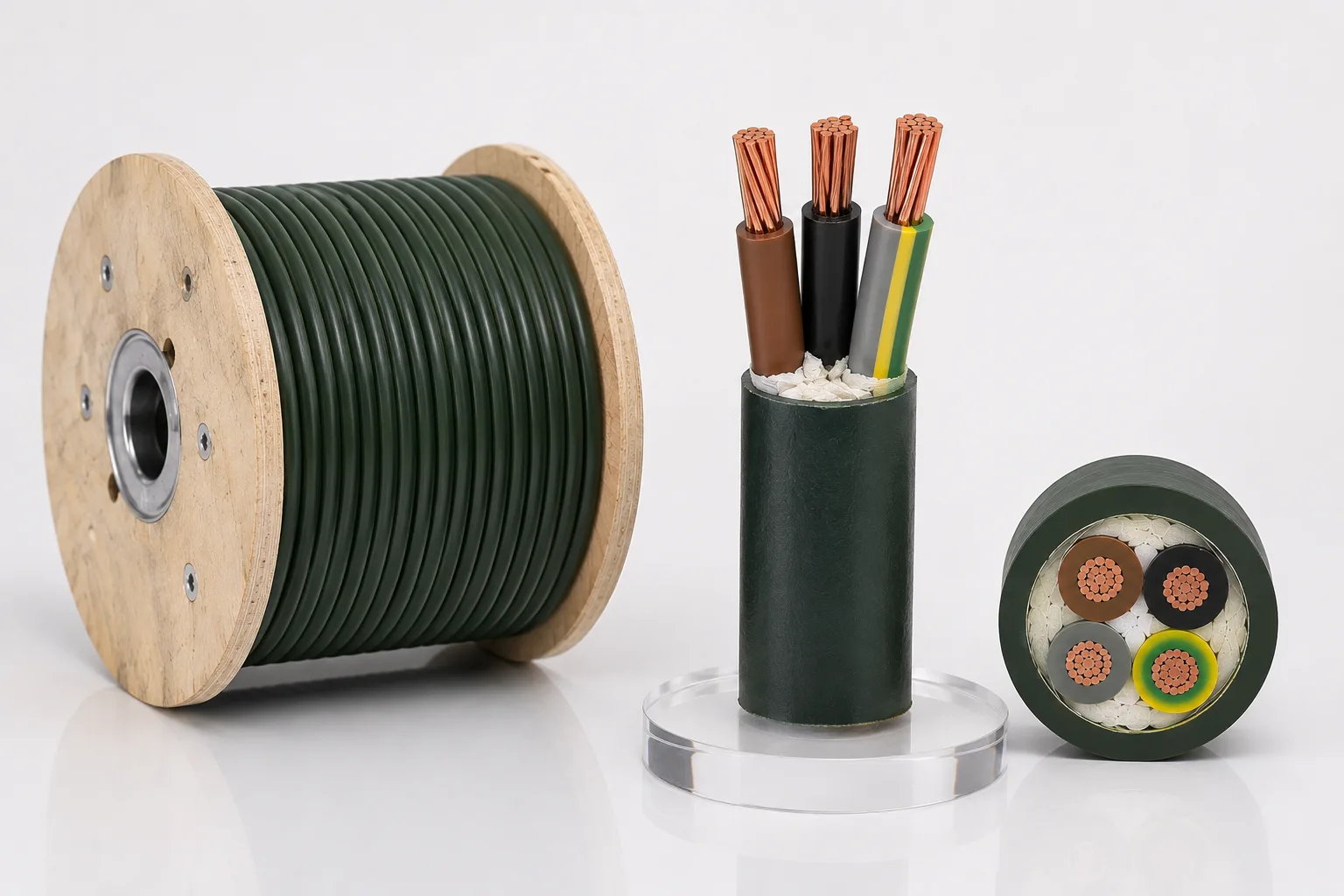 N2XY FR3 flame-retardant power cable reel and cable construction